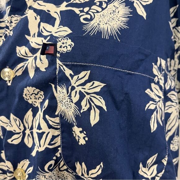 Ralph Lauren Polo Jeans Men's Blue tropical print vintage Shirt - Picture 4 of 12